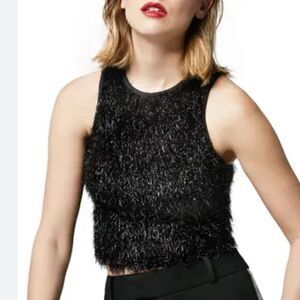 NWT Smythe Tinsel Black Metallic  Tank Top Small Black